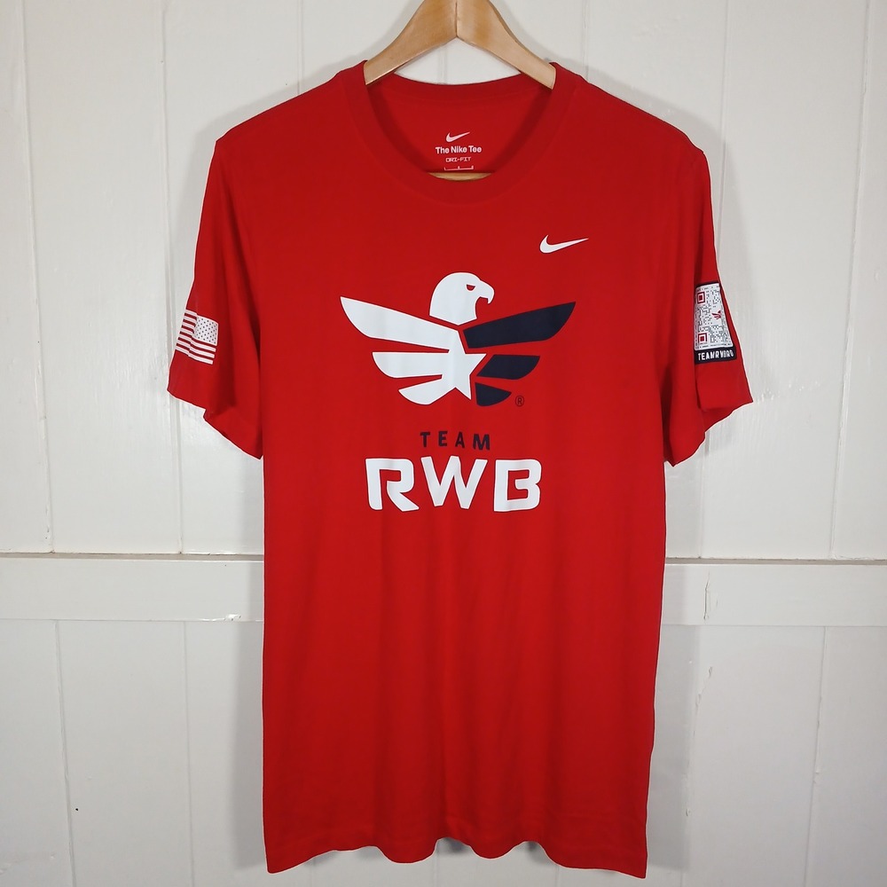 Nike Team RWB T-Shirt Mens Large Red Dri-FIT Veteran Support BV1919-657 - Picture 2 of 9